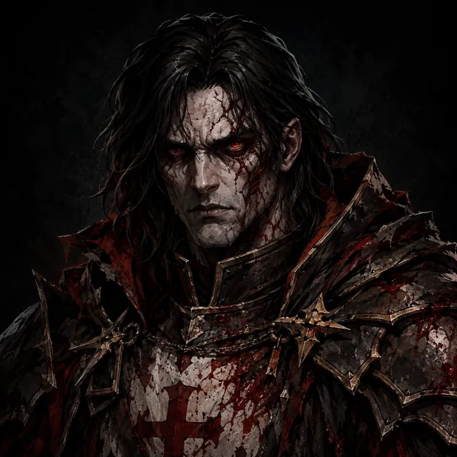 Vael half-turned: pale, fanged, still armoured.